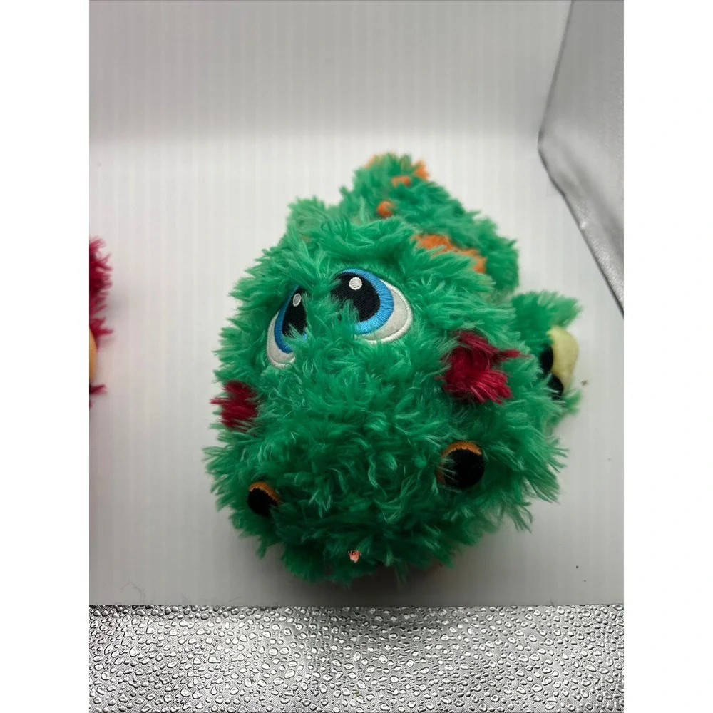 Stuffies Puzzlers Plush Dragon Set Red Green Shaggy Monster Zipper Pocket 2014